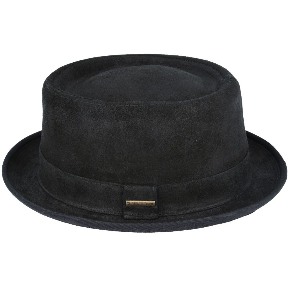 Black Leather Pork Pie Hat 