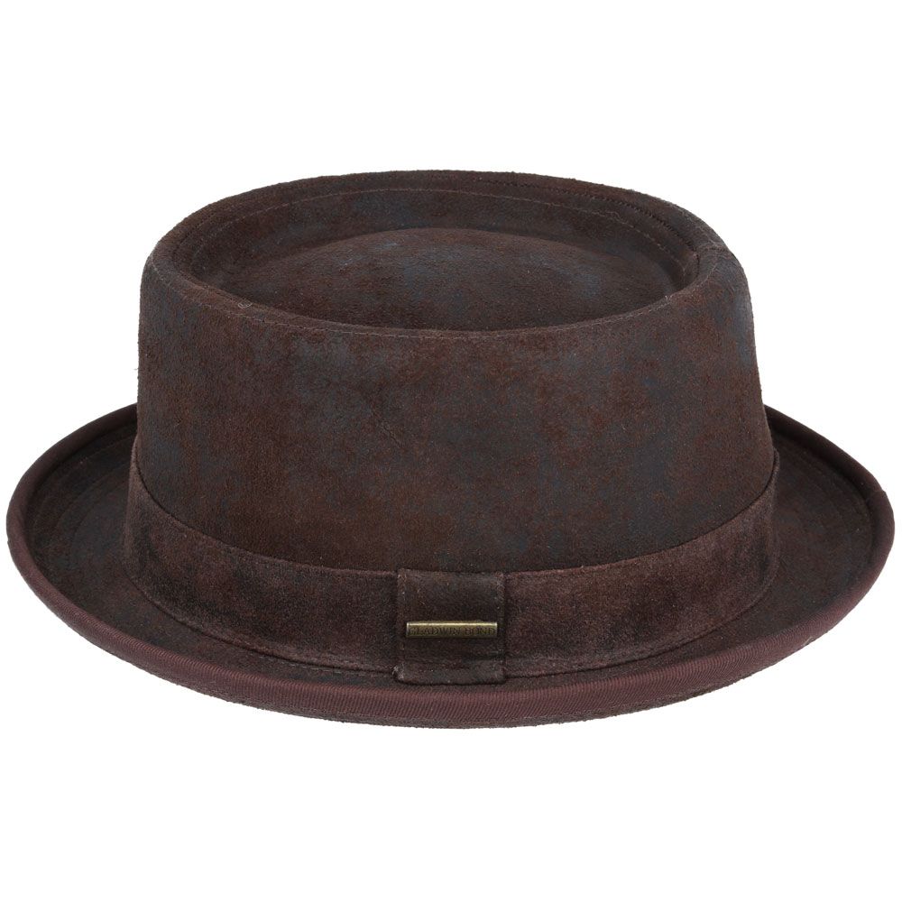 Brown Leather Pork Pie Hat 